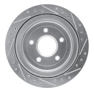 Cadillac XLR Brake Rotor (1) - Rear Left - R1 Concepts - Drilled & Slotted - Silver - `97-`13